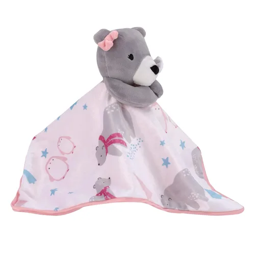 Vista 3 de NoJo Juego de manta de bebé y manta de seguridad de sherpa de Navidad, color blanco, gris y rosa