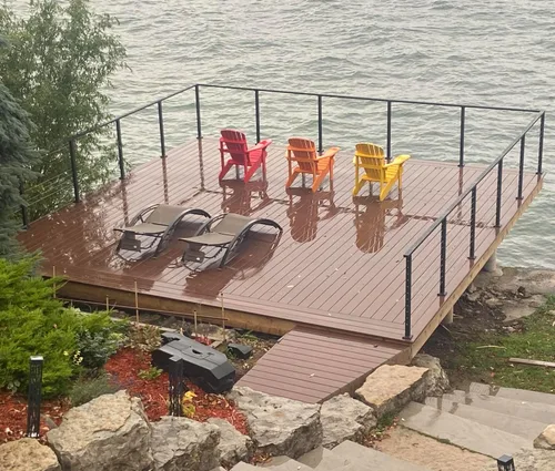 Vista 5 de Poste de barandilla de cable – Poste de valla cuadrado de acero inoxidable para sistema de barandilla de cable de cubierta