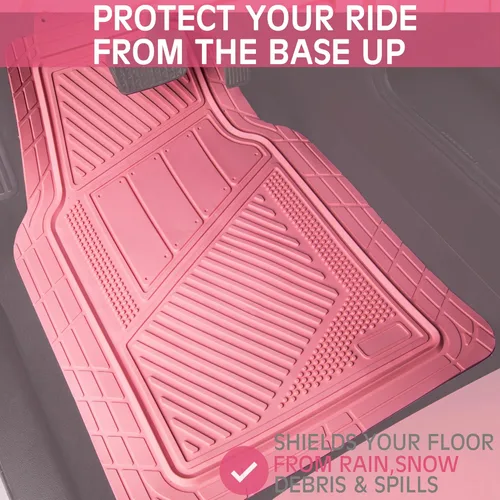 Vista 6 de CAR PASS - Juego de tapetes, impermeables, duraderos, para todo tipo de clima, para la mayoría de los vehículos, 4 piezas, rosa