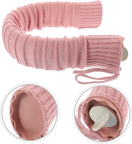 Vista 9 de Bolsa de agua caliente para cuello en forma de U con funda extraíble, bolsa de agua segura recargable para alivio de vértebra cervical, lavable