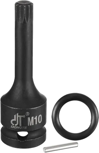 Vista 7 de uxcell 1/2" Drive x M8 (0.315 in) Impacto Triple Square Spline Bit Socket, métrico 3" longitud, acero Cr-Mo con junta tórica y pasador de clavija