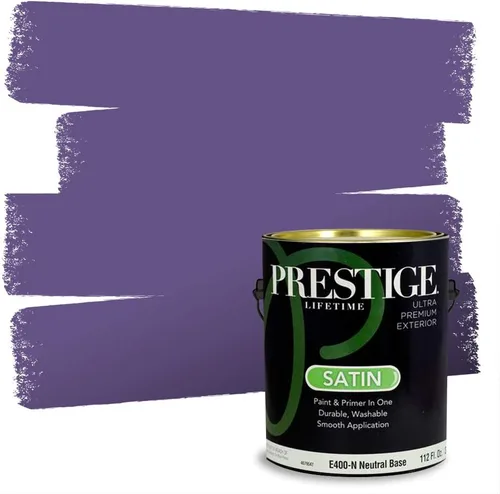Vista 109 de PRESTIGE Pinturas de pintura interior e imprimación en uno, 1 galón, plano, combinación comparable de Sherwin Williams* Kimono Violet*