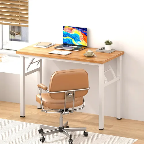Vista 164 de DlandHome Escritorio plegable pequeño de 31.5 pulgadas, escritorio de computadora para oficina en casa, mesa plegable para espacios pequeños,