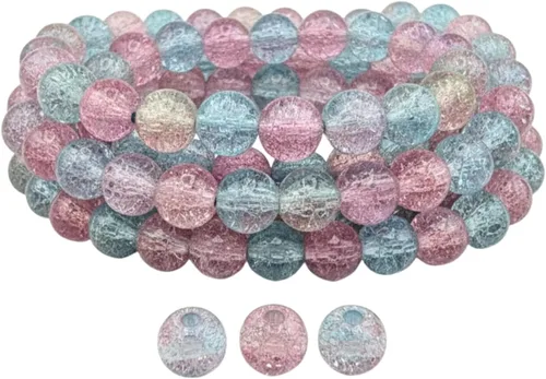 Vista 48 de DandS ltd Cuentas de cristal agrietadas para la fabricación de joyas, champán, pulseras vibrantes de bricolaje, collares, aretes, suministros