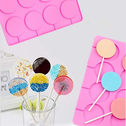 Vista 6 de Moldes de silicona para piruletas, moldes grandes de 8 capacidades, moldes redondos de chocolate duro, moldes de hielo, ideales para piruletas