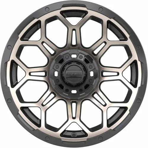 Vista 3 de GTW Bravo - Rueda de aluminio para carrito de golf de 14 pulgadas 14x7 Pernos 4-4 Offset 3:4 (bronce/negro)