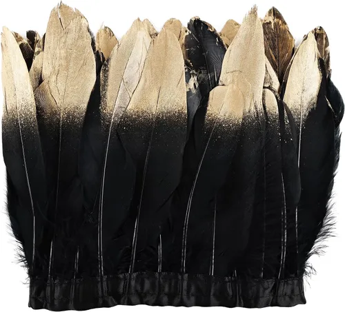 Vista 44 de Vestido de moda de 2 yardas con flecos de plumas de ganso naturales, costura de 6 a 8 pulgadas, para manualidades, disfraces, decoración, color negro