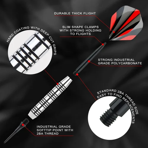 Vista 8 de Steel Tip Darts Set 18 Grams15 Pack Steel Barrels