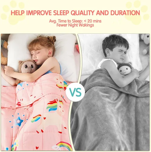 Vista 2 de yescool Manta con Peso de Unicornio de 3 Libras Manta de Regazo con Peso Refrescante, Manta con Peso de Arcoíris Rosa, Mantas de Sofá