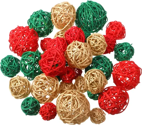 Vista 11 de Patelai 36 Piezas Bolas de Mimbre de Ratán Bolas Decorativas para Jarrón Centro de Mesa Cuencos Esferas de Relleno para Decoración del Hogar, 4 Boho