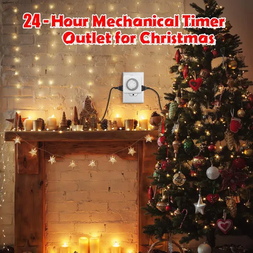 Vista 6 de Maxdot 4 temporizadores de 24 horas para enchufes eléctricos, temporizador mecánico de enchufe interior resistente, intervalos de 30 minutos