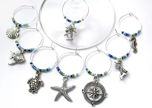 Vista 3 de Encantos de vino con temática de playa caribeña, regalo para escapada a la playa en la isla, temática de playa, vacaciones tropicales, verano junto