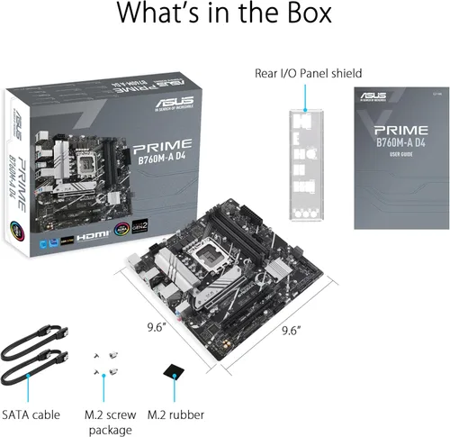 Vista 7 de ASUS - Placa base Prime B760M-A D4 Intel® B760 (LGA 1700)(13ª y 12ª generación) mATX, PCIe 4.0, 2 ranuras M.2, LAN 2.5Gb, DisplayPort, Dual HDMI