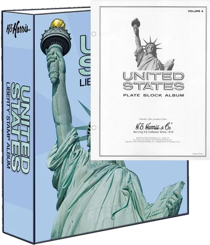 Vista 26 de H.E. Harris & Co. USA Liberty - Álbum de sellos postales con imágenes/ilustraciones (parte A 1847-1994) con carpeta de dos postes