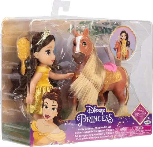 Vista 4 de Muñeca Disney Princess Belle y Set de Regalo Petite Phillipe, Amarillo