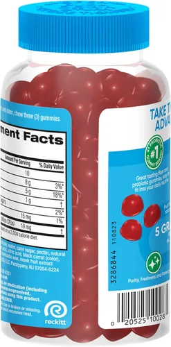 Vista 9 de Digestive Advantage Gomitas de Fibra Prebiótica + Probióticos para la Salud Intestinal, 5g de Fibra Prebiótica Más 1 Mil Millones de UFC