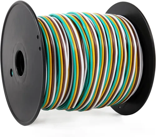 Cable de remolque de calibre 14 de 100 pies, kit de arnés de cableado de remolque de 4 hilos, codificado por colores, carrete de cableado de