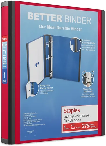 Vista 39 de Staples Better Binder - Carpeta de 3 anillos en D de 5 pulgadas, color negro, carpeta resistente de 3 anillas con lomo reforzado, capacidad