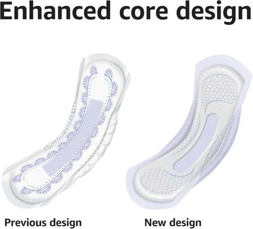Vista 18 de Amazon Basics Almohadillas de incontinencia para mujer, control de vejiga y posparto, absorción de luz, sin perfume, 180 unidades, (6 paquetes de 30)