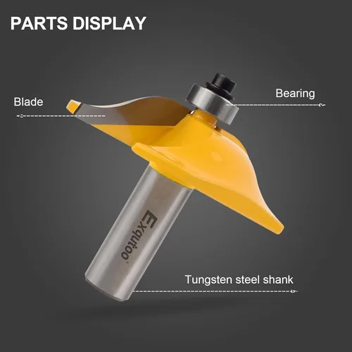 Vista 4 de Exqutoo 1 pieza Broca de enrutador de 1/2" de vástago y 2-1/2" de diámetro para puertas de armario estilo cimacio, herramientas de carpintería