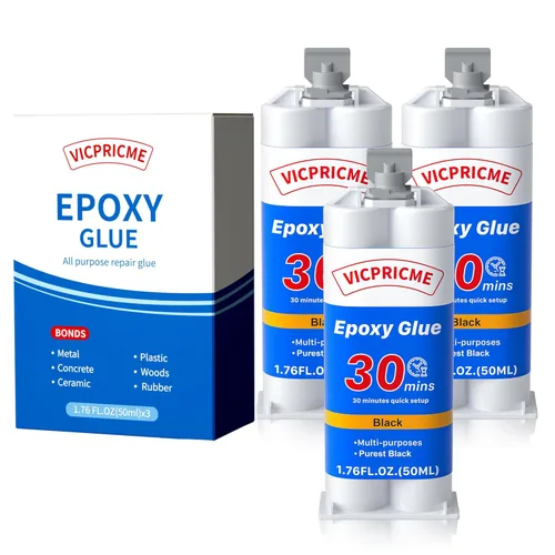 Vista 7 de Vicpricme Pegamento de plástico negro, pegamento epoxi de 2 partes, jeringa de 1.76 onzas, adhesivo de soldadura de plástico impermeable, puede unir