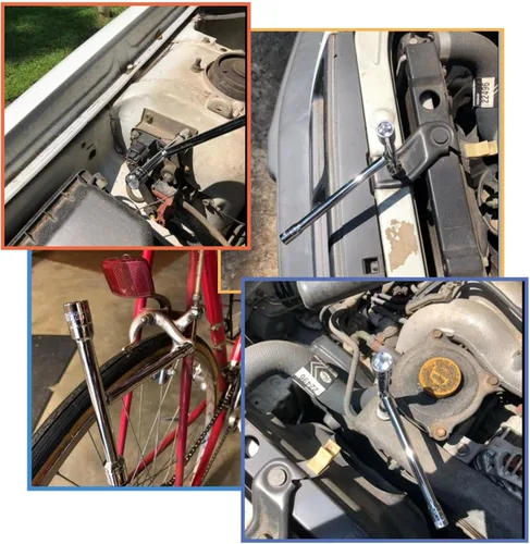 Vista 2 de Mini llave de mano en T de 3 vías con mango en T de 8 mm/10 mm/12 mm tipo T para reparación manual de bicicleta, coche, motocicleta