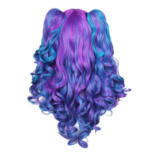 Vista 6 de ColorGround - Peluca larga rizada para cosplay con 2 coletas, talla única