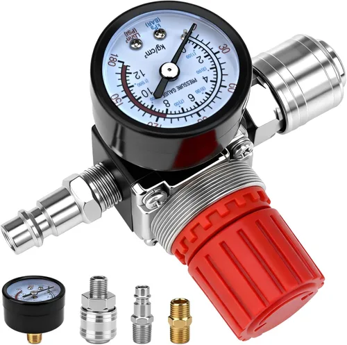 Vista 8 de Regulador de presión del compresor de aire 1/4 "Válvula de expansión neumática, válvula de control de presión con conexión 180psi 12bar