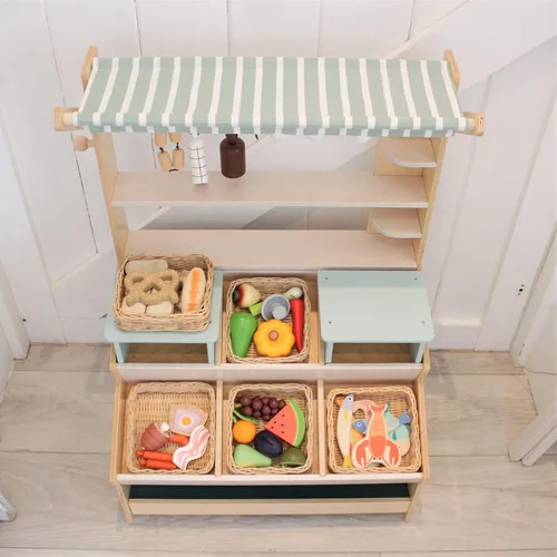 Vista 2 de Tender Leaf Toys - Cesta de charcutería - Juego de comida de simulación Supermercado Compras Accesorios de juegos educativos Juguetes de aprendizaje