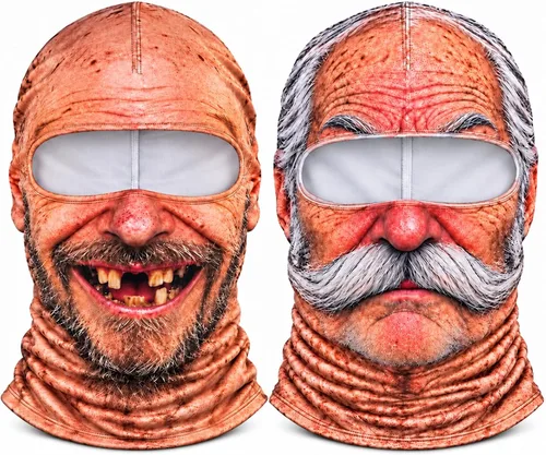 Vista 11 de Realistic Funny Ski Mask for Men Women, Old Man Frosty Face Ski Mask #3pcs