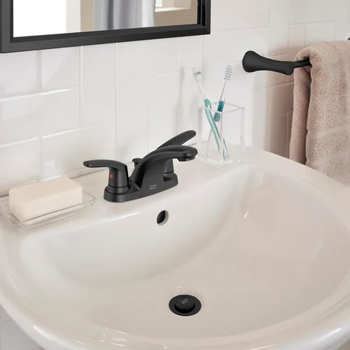 Vista 2 de American Standard 7075205.243 Colony PRO - Grifo de baño de una sola manija, menos drenaje, 1.2 GPM, negro mate