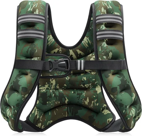 Vista 14 de ZELUS Chaleco con peso, chaleco de peso de 6 libras, 8 libras, 12 libras, 16 libras, 20 libras, 25 libras, 30 libras, con rayas reflectantes