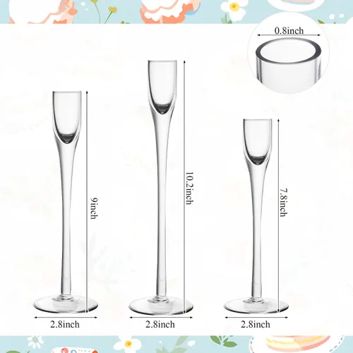 Vista 3 de Maxcheck Portavelas de cristal para boda, portavelas decorativos transparentes a granel, se adaptan a velas de 3/4 pulgadas de grosor para centro