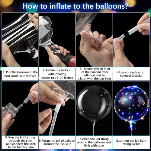 Vista 4 de Vinsot Paquete de 30 globos LED Bobo, globos transparentes con luz LED, globos de helio tipo burbuja Bobo con luces en cadena para fiestas