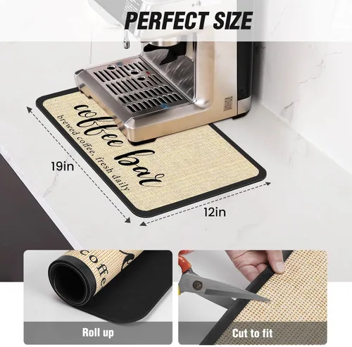 Vista 7 de DK177 Tapete de café – Tapete de secado de platos para encimera de cocina, ocultar manchas, absorbente con respaldo de goma impermeable, apto