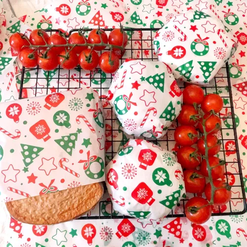 Vista 2 de 150 piezas de hojas de papel encerado de Navidad para envoltorios de sándwich, papel de delicatessen, envoltorios para caramelos y galletas