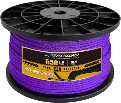 Vista 43 de Paracord 550 lb, cuerda de paracaídas de 7 hebras de 50 pies, 4 mm, de nailon, para camping, verde militar