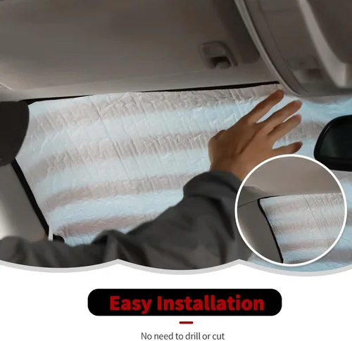 Vista 5 de RT-TCZ Parasol para parabrisas, protector térmico para ventana, parasol para GMC Sierra 2014, 2015, 2016, 2017, para Chevy Silverado 2014-2017