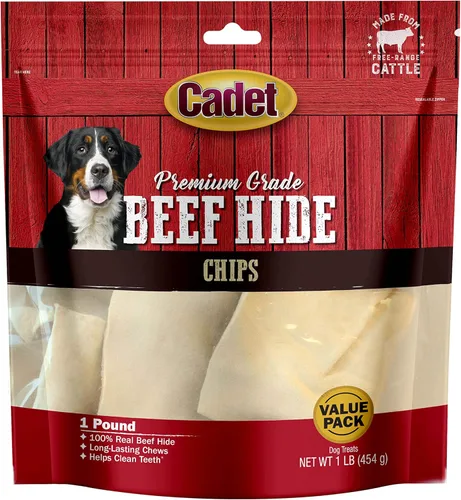 Vista 9 de Cadet Piel de res de alta calidad para perros, masticables, chips, rizos y rollos de cuero crudo de larga duración para perros pequeños, medianos