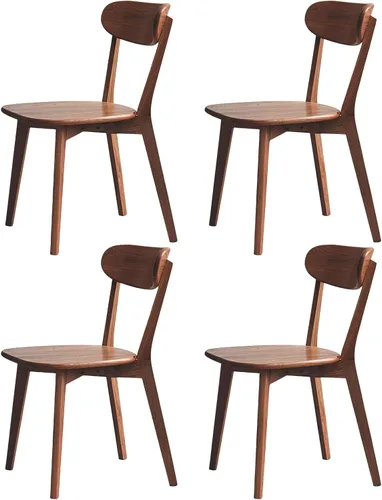 Vista 16 de Sillas de comedor 100% de madera de roble macizo, sillas de comedor modernas de mediados de siglo con respaldo redondeado, sillas de cocina, juego