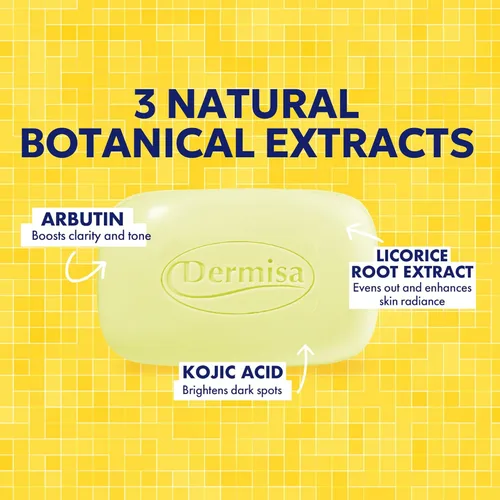 Vista 2 de Dermisa Barra iluminadora con 3 extractos botánicos naturales, sin parabenos, sin sulfatos, 3 onzas, paquete de 1