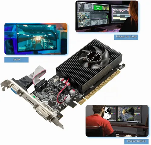 Vista 6 de QTHREE NVIDIA GT 730 - Tarjeta gráfica de 4 GB, DDR3, 128 bits, tarjeta de video para PC, PCI Express x16, DVI-I, HDMI, VGA, GPU de computadora