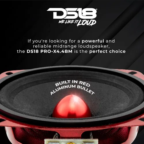 Vista 3 de Altavoz DS18 PRO de rango medio, cúpula en compresión de aluminio roja, altavoces de puerta de audio de alta calidad para auto o camión sistema