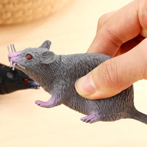 Vista 4 de 4 Pcs Halloween Fake Rat, Plastic Realistic Mouse Prank Rat, Faux Mice Rat Gag Gift Props Decoration for Tricks (Rat)