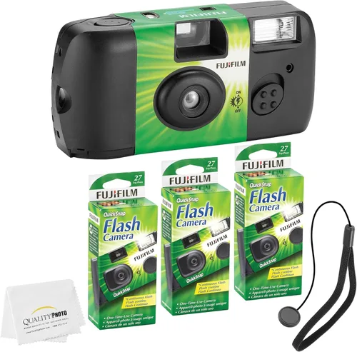 Vista 12 de Cámara desechable Fujifilm QuickSnap Flash 400 de 35mm + Correa para la mano + Paño de microfibra para fotos de calidad (Paquete de 8)