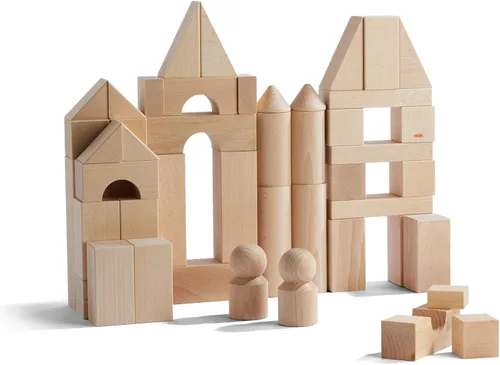 Vista 9 de HABA Juego de 26 piezas de bloques de construcción de madera: juguetes apilables de extremos abiertos, bloques para niños pequeños y juguetes