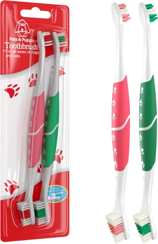 Vista 10 de Cepillo de dientes para mascotas para perros, gatos con cerdas suaves, fácil limpieza de dientes y cuidado dental, cepillo de dientes antideslizante