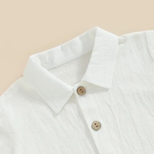 Vista 4 de Karuedoo Conjunto de 2 piezas de ropa de algodón y lino de manga corta con botones y pantalones cortos para el verano