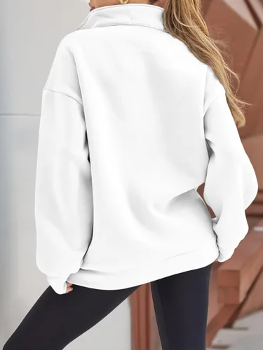 Vista 4 de Trendy Queen Womens Oversized Sweatshirts Hoodies Half Zip Pullover Fall Fashion Outfits 2023 Y2k Clothes