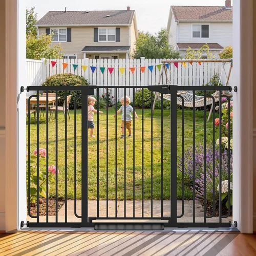 Vista 29 de Cumbor Puerta para bebés de 29.7 a 46 pulgadas para escaleras, ganadora de los premios Mom's Choice Awards - Puerta para perros con cierre